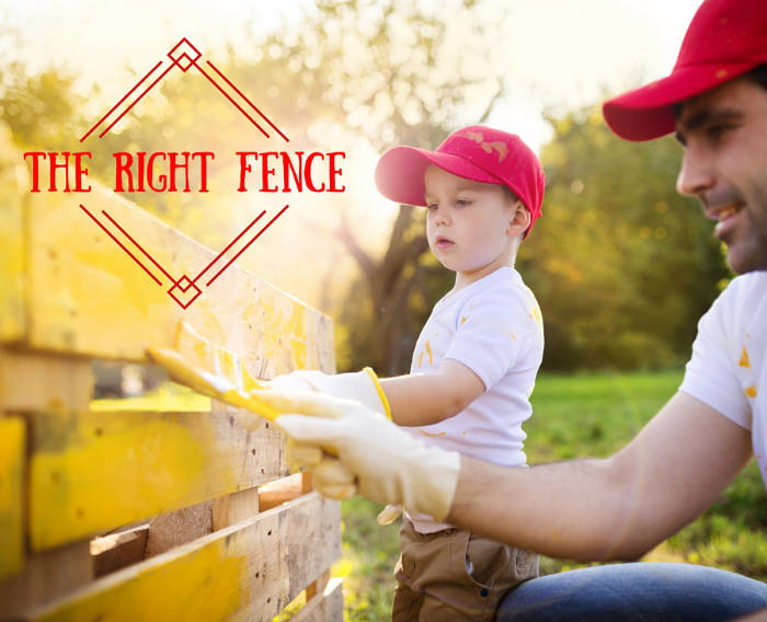 the-right-fence-son-father-painting father and son painting fence