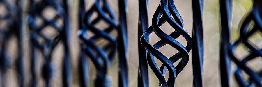 A wrought iron fence.