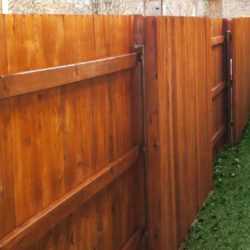 dark stained wood fence